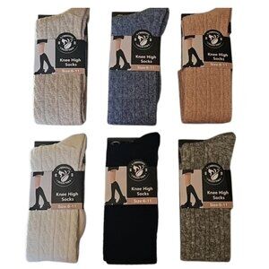 6 Pairs Womens Knee High Cotton Socks Assorted Colors Brand New Size 6-11